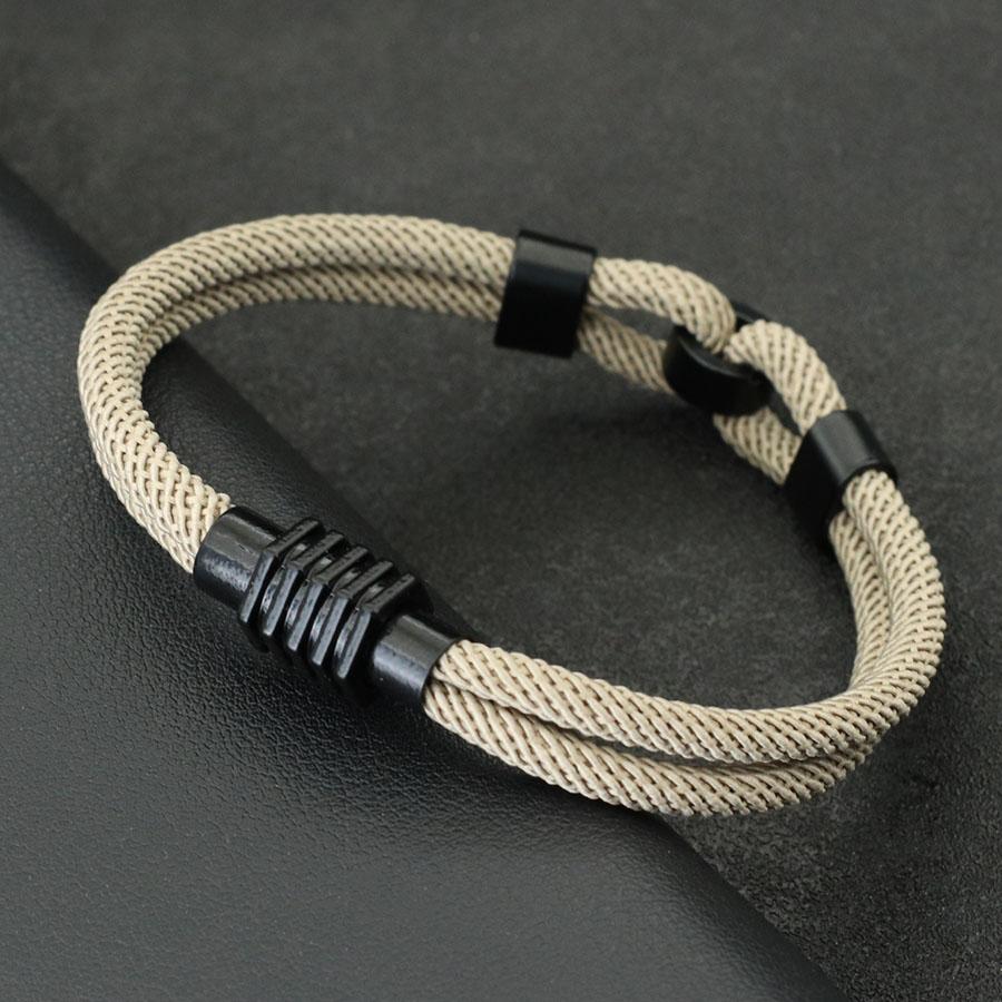

New Stylish Grade A 4mm Rope Bracelet For Men Magnet Buckle Nautical Wrap Braclet Bangle Cycling Hand Accessories Pulseria Homme S 18.5cm 7.3Inch хаки