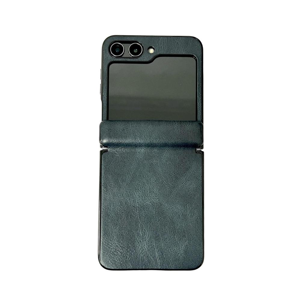 Samsung Galaxy Z Flip7 Crazy Horse Leather Folding Screen Case - Leather Texture Frosted Protective Cover