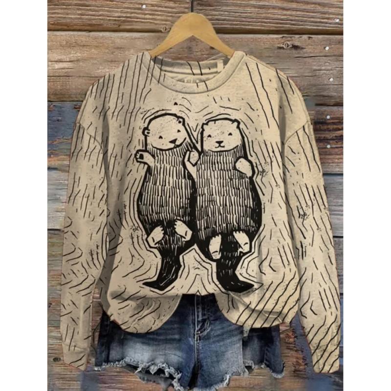 Women Casual Long Sleeve Sweatshirt 3d Print Women's Round Neck Pullovers Female Clothes Tops