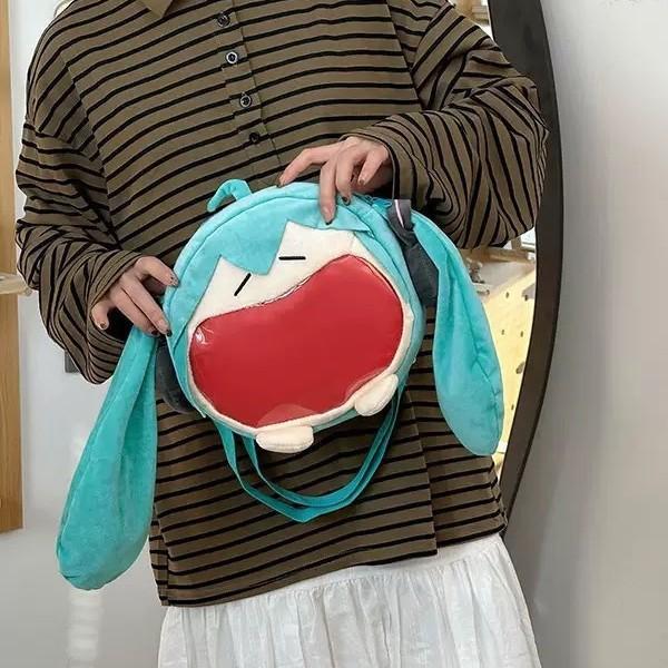 Hatsune Itabag Miku Red Big Mouth Soft Plush Backpack Shoulder Headphone Bag