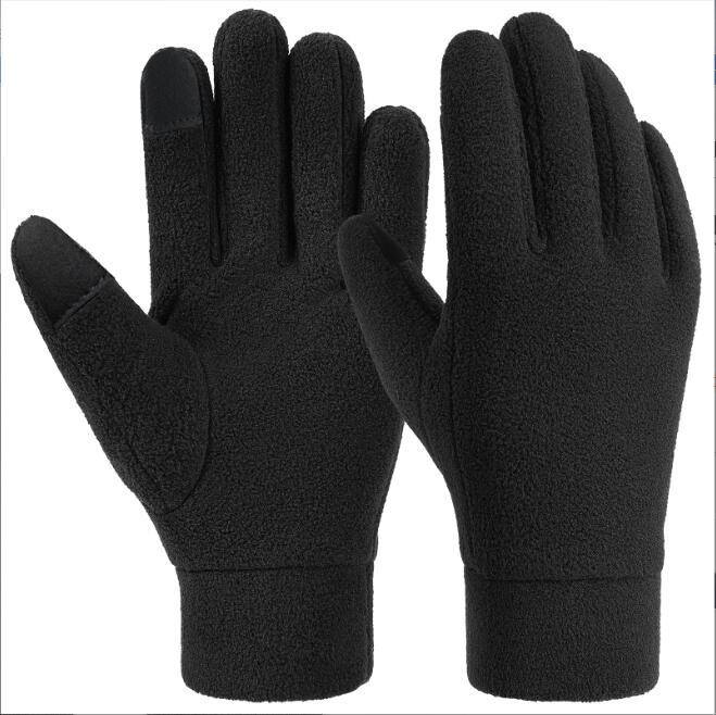 Winter windproof warm gloves men's non-slip microfiber touch screen high elasticity fleece gloves women