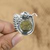 Natural Labradorite Rough Flower Adjustable Ring 925 Silver For Women