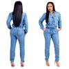 European & American Lace-up Slim Fit Women's Casual Jumpsuit Jeans