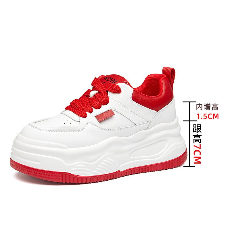 

Веньчжоу взуття весна нове шкіряне жіноче взуття на платформі повсякденна внутрішня висота збільшення білого взуття тато взуття дітей 40 червоний