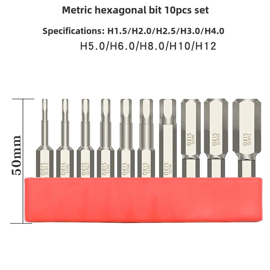 Magnetischer Sechskantschraubendrehersatz aus S2-Stahl mit Kugelkopf und Sechskantgriff für pneumatische/elektrische Schraubendreher.
