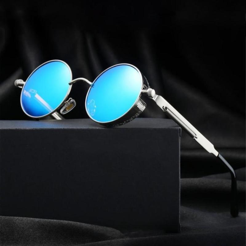 1PCS Metal Steampunk Sunglasses Men Women Fashion Round Glasses Brand Designer Vintage Sun Glasses High Quality Oculos De Sol