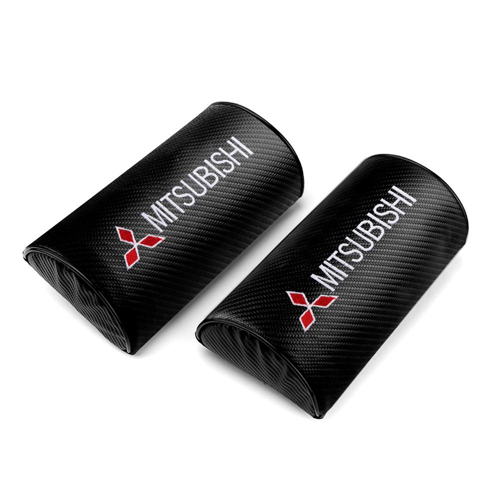 bzdn5 1/2Pcs Car Seat Neck Massage Headrest Leather Pillow For Mitsubishi ASX Lancer Pajero Outlander Colt Galant L200 Ralliart Zinger