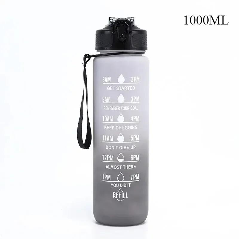 

33 Oz Drinking Water Bottle with Drinking Time and Straw Leak proof BPA Free ensure You Drink Enough Water At The Outdoor Gym черный градиента