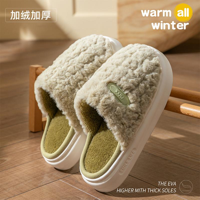 Cotton Slippers 2025 New Indoor Velvet Winter Home Thick Bottom Warm Non-slip Plush Cotton Slippers