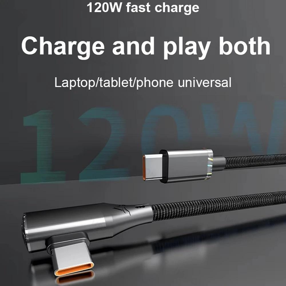 6A 120W USB C To Type C Cable 90 Degree Elbow Phone Super Fast Charging USB To TypeC Data Cord For Samsung Huawei Oneplus