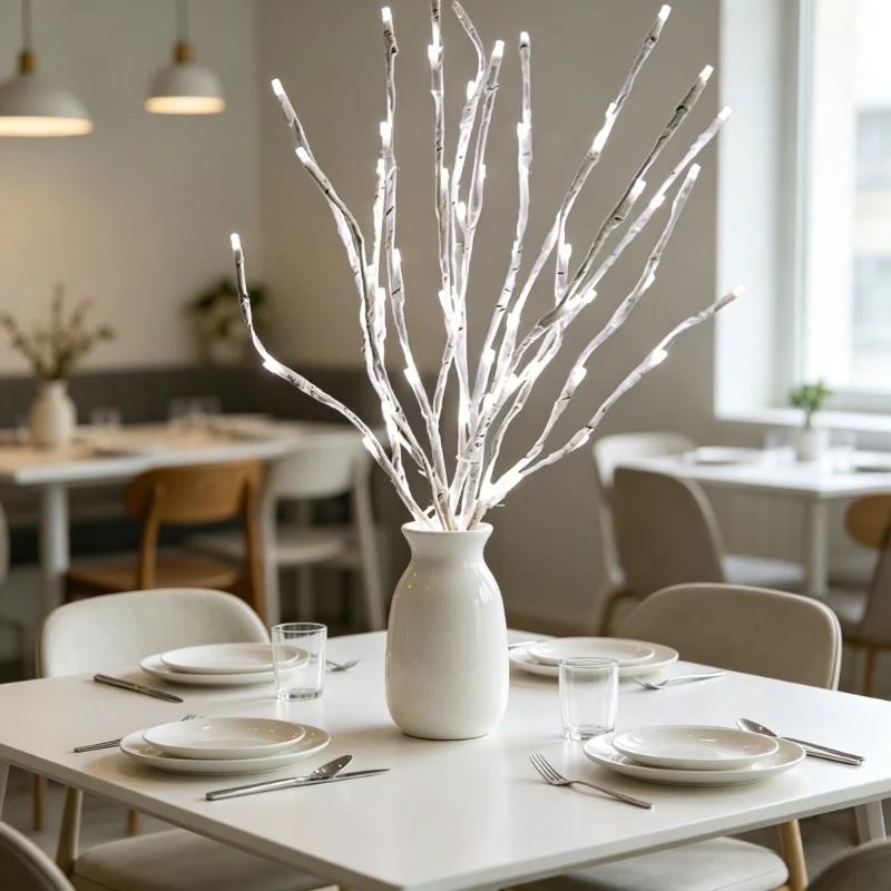 White Birch Branch Lights, 20 LED Willow Branch Fairy Lights, Indoor Lit Twig Lamp for Home Bedroom Fireplace Decor