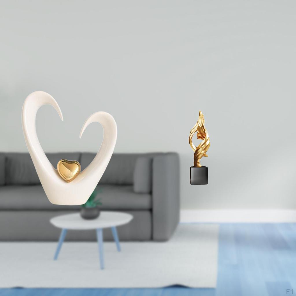 Minimalist Heart Sculpture Resin Art Figurine Modern Abstract Statue Decorative Collectible Ornament