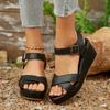 Mode Übergröße Damen Zehenfrei Keilsandalen Sommer Neue Plateau Knöchelriemen Sandalen für Damen Outdoor Casual High Heel Sandalen