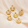 New Diamond-set Pearl-set Special-shaped Earrings, Niche High-end 18k Gold Zircon C-shaped Earrings.