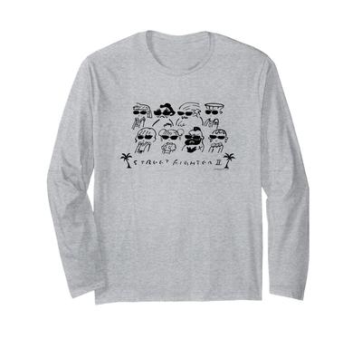 Street Fighter II Line Art (B) Long Sleeve T-Shirt