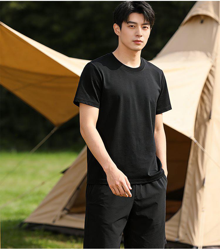 Summer Casual Lyocell Round Neck T-Shirt - Breathable Short Sleeve Base Layer