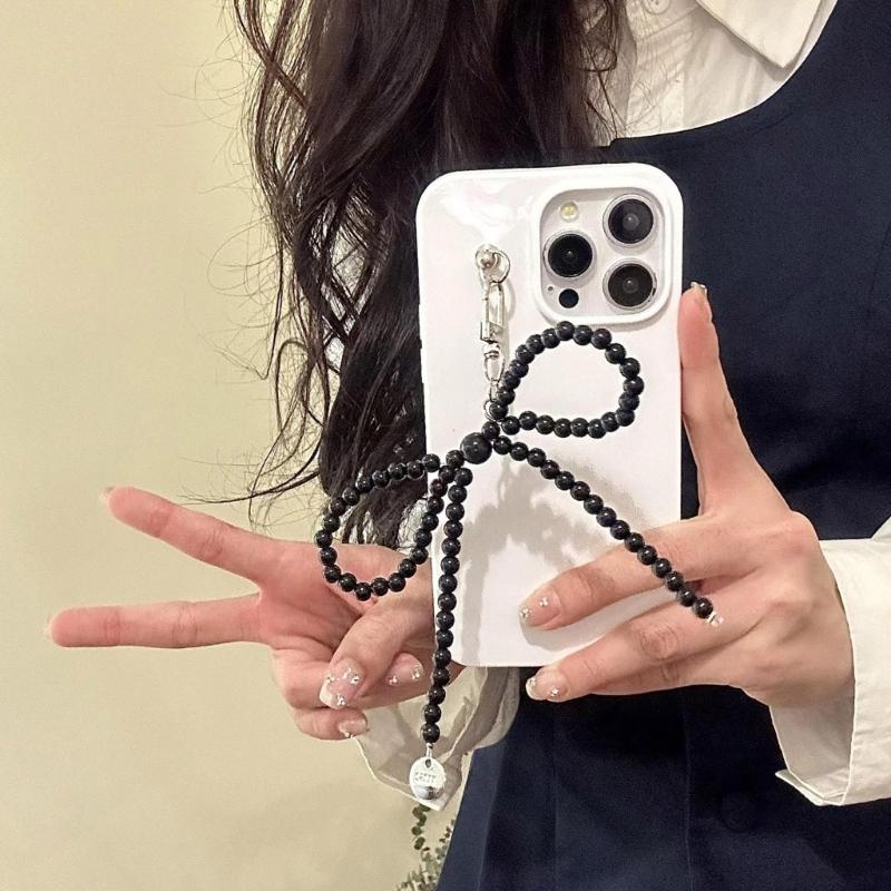 Resin Bowknot Pendant Clip Fashionable Accessory Enhancing Device Beads Keychain Suitable for Phone Cameras Headphone