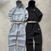 FlowStreet Geborduurde Casual Rits Hoodie Trainingsbroek Twee Delig Set Y2K Kleding Heren Hip-hop Oversized Trainingsbroek Casual Broeken