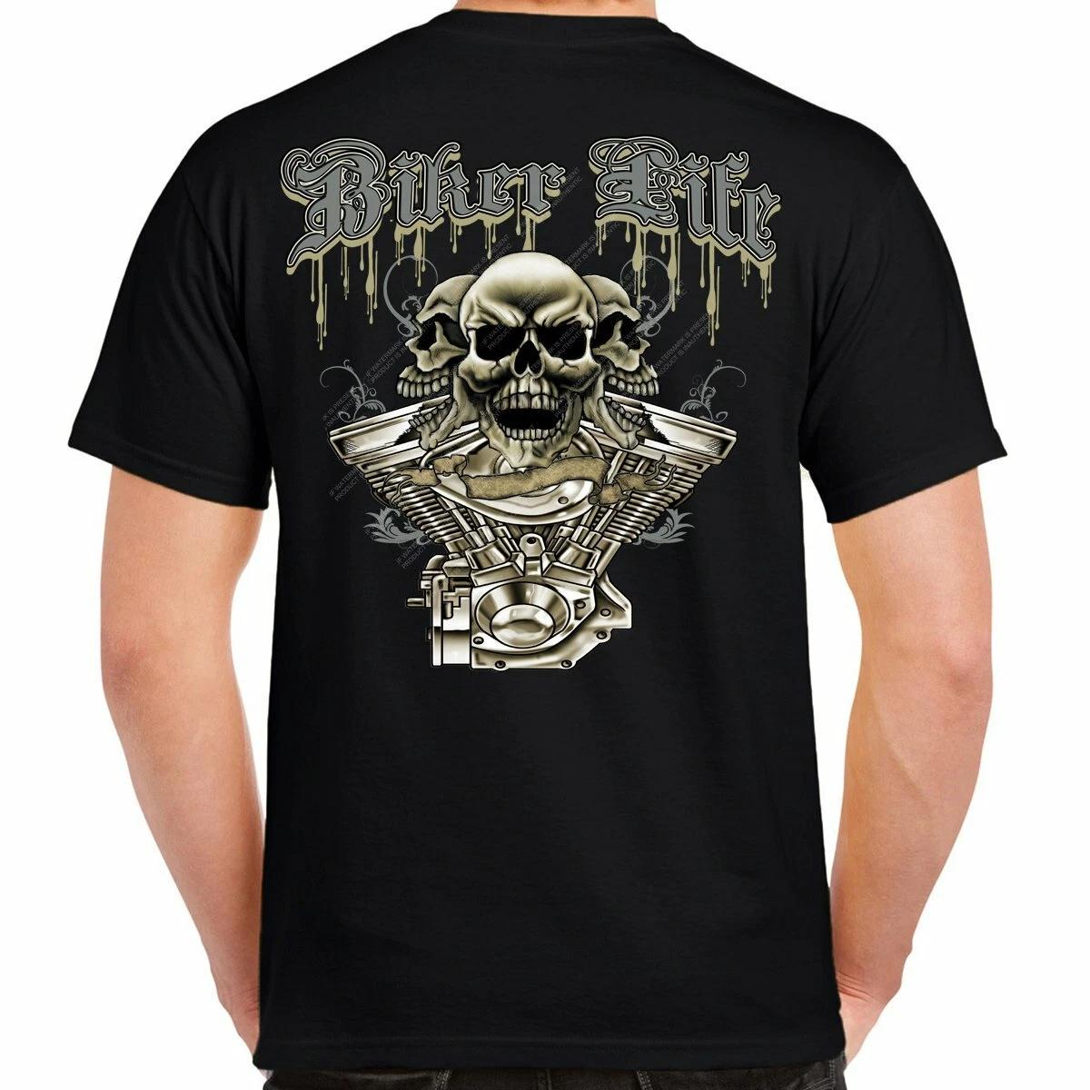 Biker Life Skull Engine T-Shirt XS