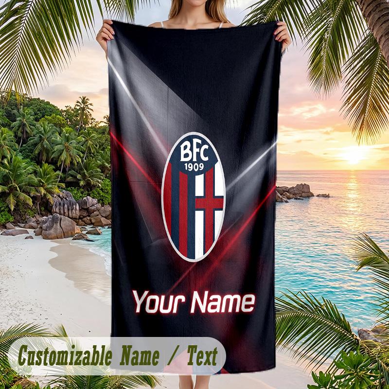 Beach Towel Bologna FC Print Custom Name Text Soft Towel for Swimming Pool