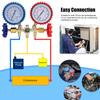 3 Way AC Manifold Gauge Set for R134A, R410A, R404A Refrigerants, with Quick Couplers, 410 Adapter, Puncturing Can Tap, Valve Core Tool