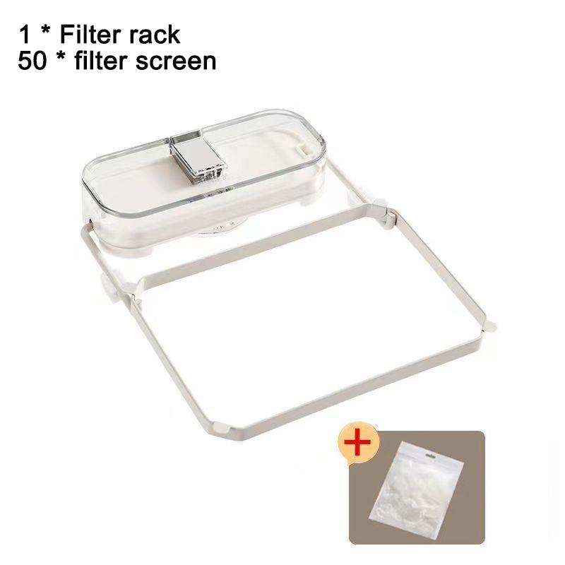 Kitchen Sink Filter Rack With 50pcs Net Filter Bag Foldable Multi-Purpose Drainage Basket Leftovers Soup Food Drainer Shelf