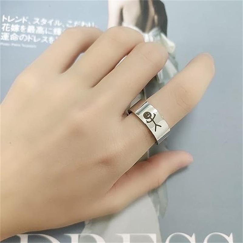 8MM Ladies Cartoon Smile Face Rings Jewelry