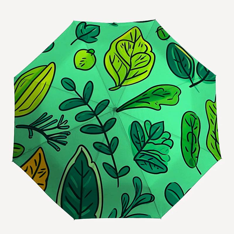 1pc Leafy Greens Pattern Automatic Open/Close Umbrella - Compact Travel Umbrella, Gift for Birthdayyy251208161