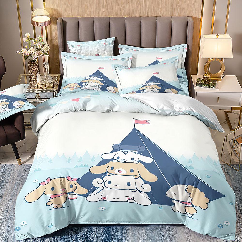 Söta Cinnamoroll Sängkläder Set Täcke Sängöverkast Täcke Påslakan Örngott 2-3 Delar Set Tonåringar Barn Presenter