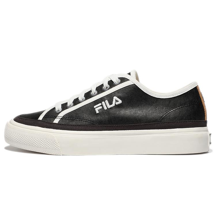 FILA Earth Touch Synthetic Leather Low top Skateboard Shoes Unisex Black White Korean Style 1XM01601D_001