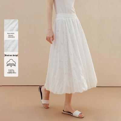 INMAN Women's French Embroidered Cotton A-line Skirt