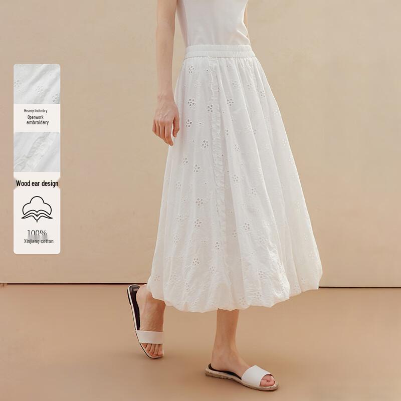 INMAN Women s French Embroidered Cotton A-line Skirt XL