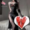 Romantische Spitze Neckholder Cheongsam Dessous - Sexy, durchsichtige Verführung A353