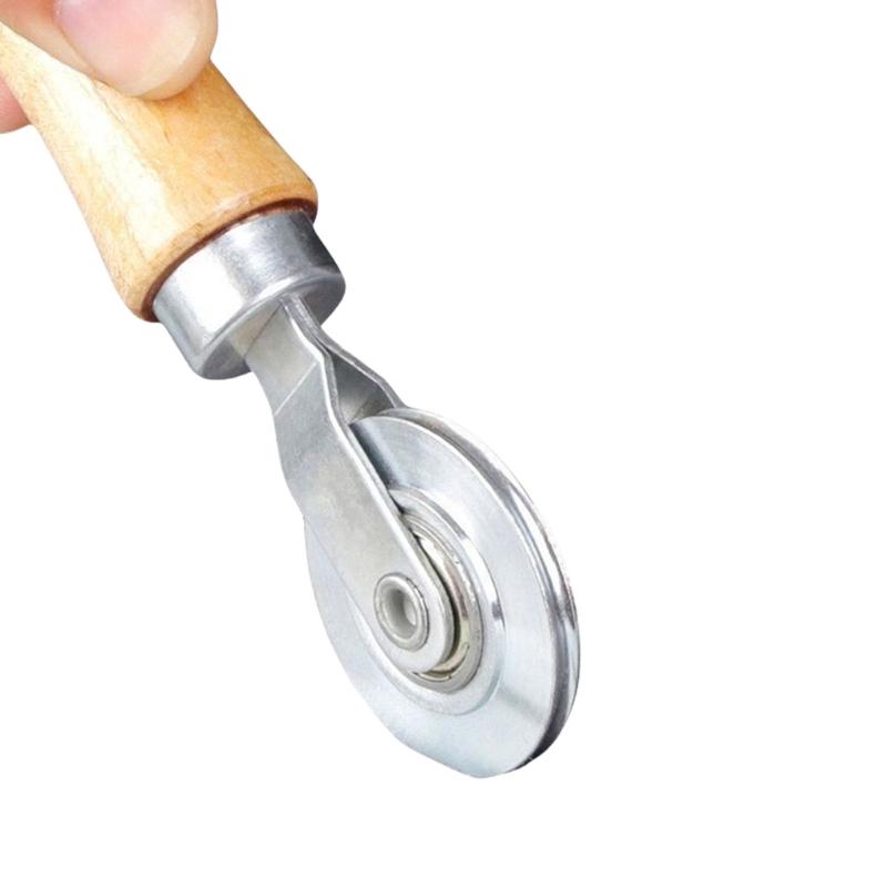 Wooden Handle Steel Wheel Rolling Tool For Double Window Installation Sturdy Screen Door Hand Spline Roller