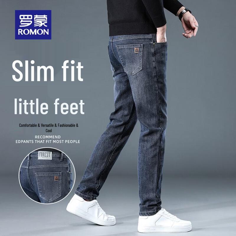 ROMON Men s Embroidered Straight-Leg Soft Denim Jeans 36