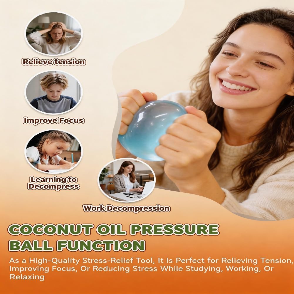 Handmade Coconut Oil Squishy Ball, Crunchy Fidget Slow Rising Portable Odorless Non, Sticky Coconut Oil Squishy for Easing Tension During