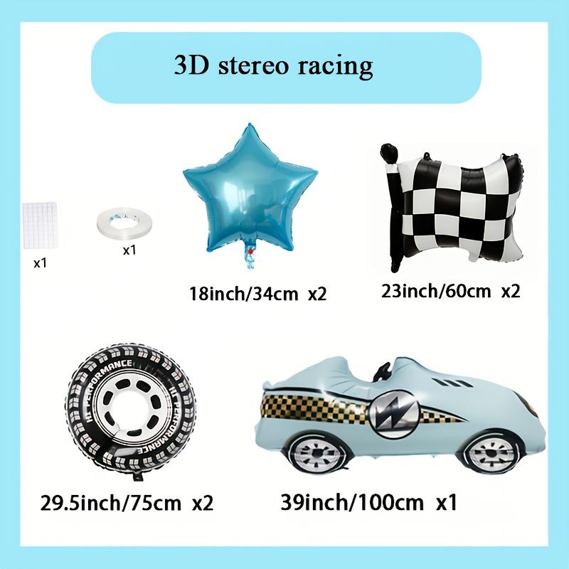 7pcs Racing Car Balloon Motorcycle Tire Wheel Balloons Black White Checkered Race Car Theme Kids Birthday Party Decorations Gift