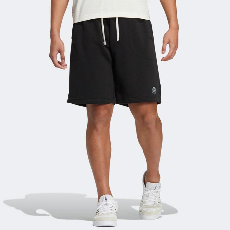 Adidas Neo Solid Color Casual Straight-Leg Shorts Unisex Bottoms Black HS6819