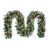 Artificial Christmas Garland with 50 LED Lights Battery Operated Prelit Greenery Garland with Pine Cones Red Berries for Mantle Staircase Doorway