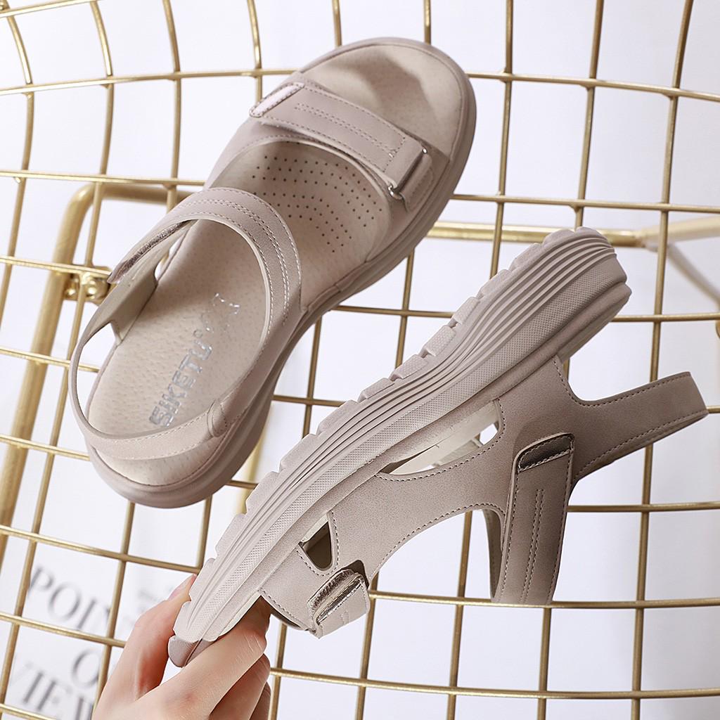 Women'S Sandals Summer Roman Style Open Toed Adhesive Strap Breathable Soft Sole Wedge Sandal For Womens Streetwear Cool Shoes