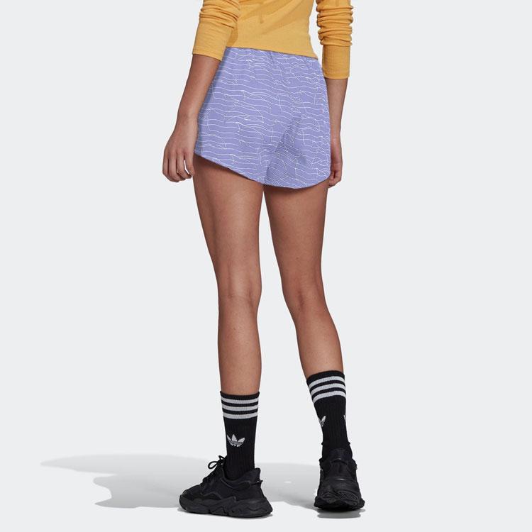 Adidas Originals Trefoil Logo Print Loose Sports Shorts Women Shorts Light-Purple GN4468