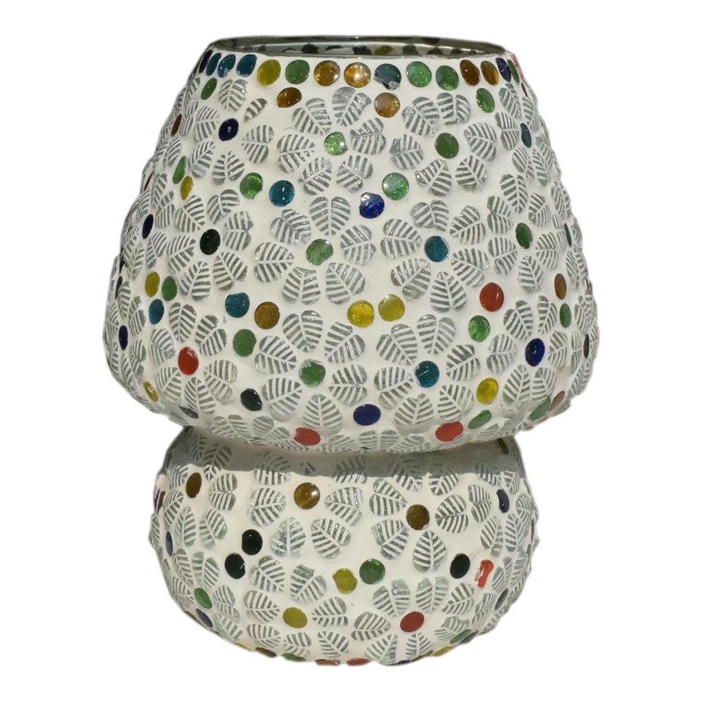 Mushroom Shaped Mosaic Glass Lamp for Home/Office/Festival Decoration (Glühbirne nicht im Lieferumfang enthalten) (Tischlampen 17cm)