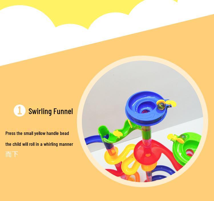 3D Labyrinth Murmelbahn Puzzle, 105-teilige Kunststoffbausteine für die frühe Bildung und den Zusammenbau von Kindern