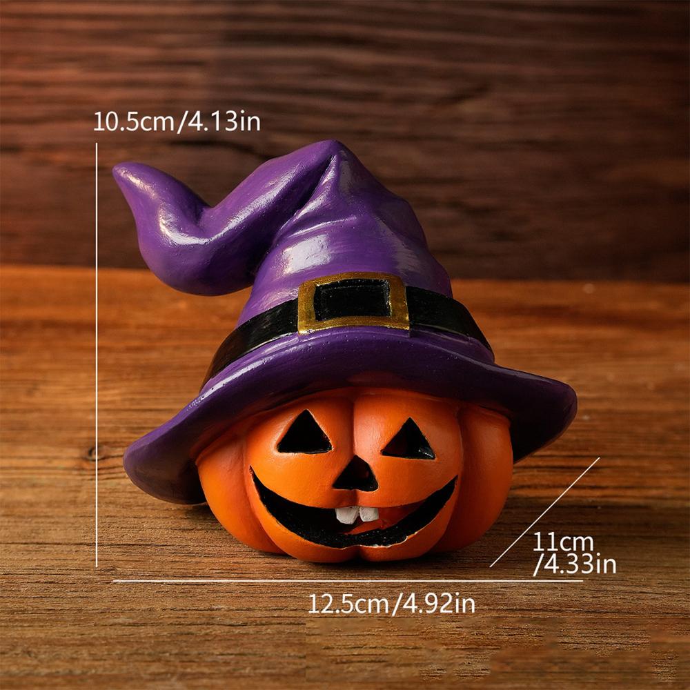 Halloween Witch Hat Pumpkin Figurines Table Decor Resin Party Props Halloween Decorations Holiday Table Centerpieces Ornaments