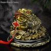 Large Golden Lucky Toad Figurine for Living Room, Office, or Wine Cabinet Decor