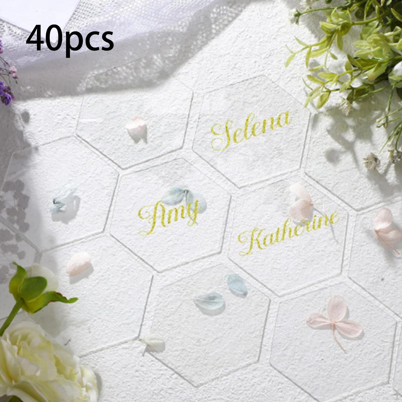 40x Clear Acrylic Place Cards Table Setting Guest Name Hexagon
