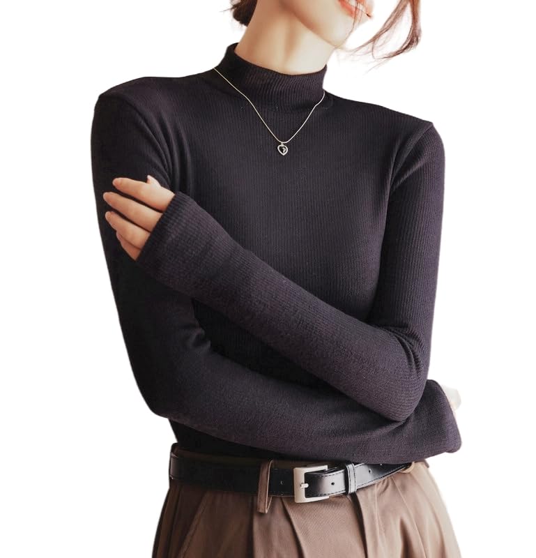 

Высокий ворот, длинный крой и пошив, делает ваше лицо ветрозащитным и согревающим, теплая внутренняя водолазка, обтягивающая эластичная зимняя одежда [KUWABOKU] Футболка,