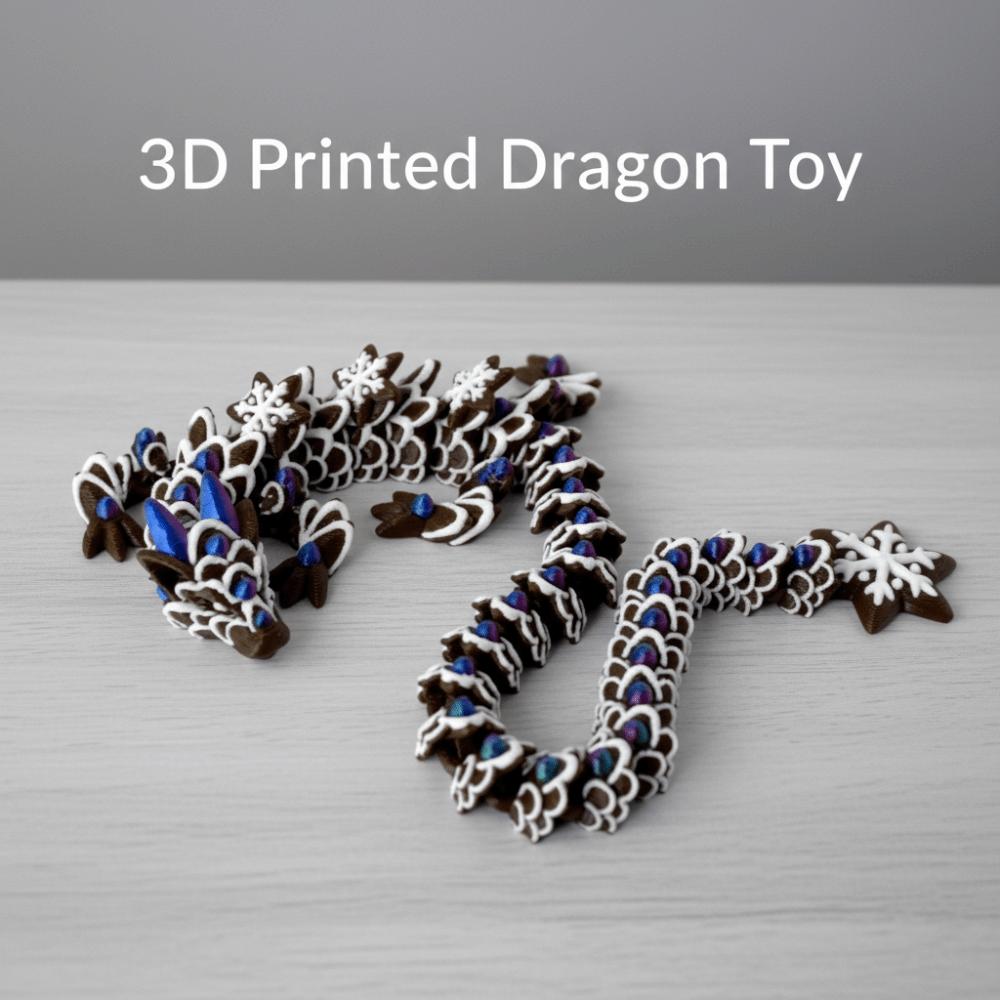 Funny Realistic 3D Printed Dragon Toy 30cm PLA Simulation Animal Model Creative Multicolor Snowflake Dragon Ornament Christmas