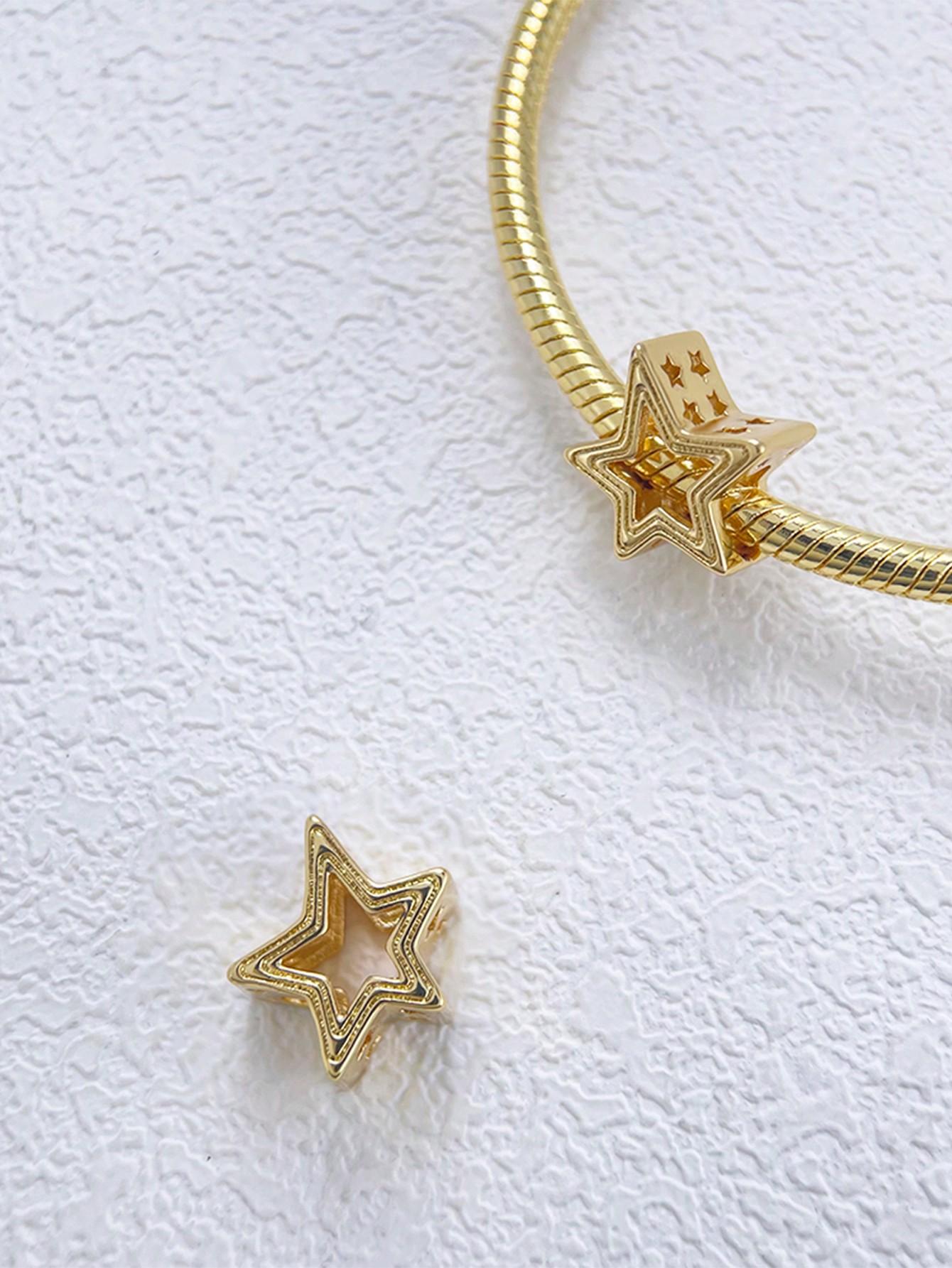 

copper Plated Authentic Golden Lucky Cat FivePointed Star Shape Bead Charms Compatible With Bracelets Womens Jewellery Gift
