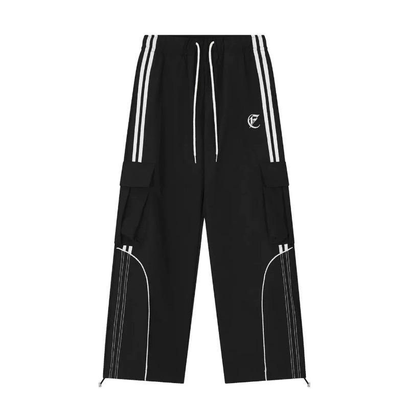Y2k Vintage Streetwear Cargo Pants American Retro Casual High Street Hip Hop Striped Oversize Straight Trousers 2024